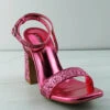 Bamboo Exact 03 Women's Glitter Band Block Heeled Sandals -Bamboo Store Exact03pink 1