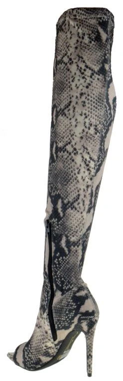 Exception 23 Women's Over The Knee Peep Toe Stiletto Heeled Boot