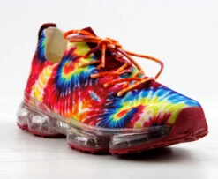 Flow 19B Womens Flyknit Lace Up Athletic Sneakers -Bamboo Store FLOW19REDTIEDYE 2