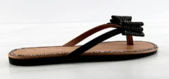 Forever Fannie 102 Womens Rhinestone Bow Embellished Thing Strap Sandals -Bamboo Store Fannie102Black 2