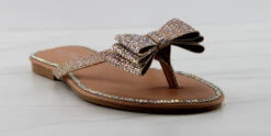 Forever Fannie 102 Womens Rhinestone Bow Embellished Thing Strap Sandals -Bamboo Store Fannie102Champagne 1