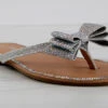 Forever Fannie 102 Womens Rhinestone Bow Embellished Thing Strap Sandals -Bamboo Store Fannie102Silver 1