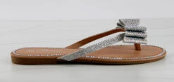 Forever Fannie 102 Womens Rhinestone Bow Embellished Thing Strap Sandals -Bamboo Store Fannie102Silver 2