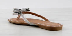 Forever Fannie 102 Womens Rhinestone Bow Embellished Thing Strap Sandals -Bamboo Store Fannie102Silver 3