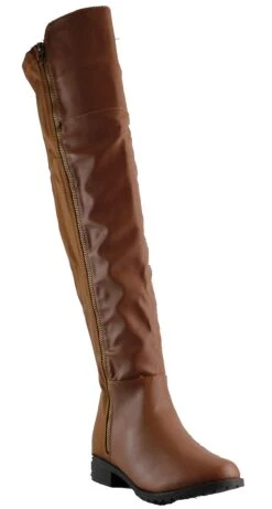 Forever Fifty 59 Womens Almond To Two Toned Zip Up Over The Knee Boots -Bamboo Store Fifty59Tan 1