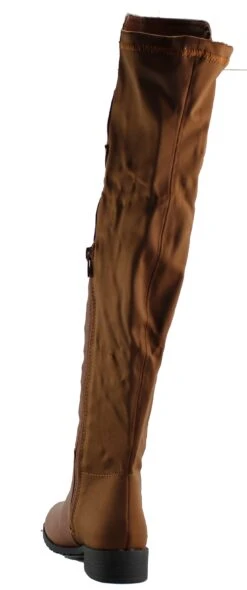 Forever Fifty 59 Womens Almond To Two Toned Zip Up Over The Knee Boots -Bamboo Store Fifty59Tan 3