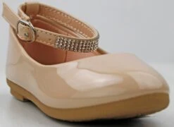 Flexible 50K Little Girl's Rhinestone Patent Ballet Flats -Bamboo Store Flexible 50k BeigePat 1