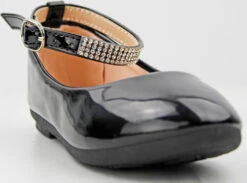 Flexible 50K Little Girl's Rhinestone Patent Ballet Flats