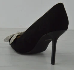 Bamboo Flora 03 Women's Rhinestone Bow Accent Closed Toe Mid Heels -Bamboo Store Flora03Black 1