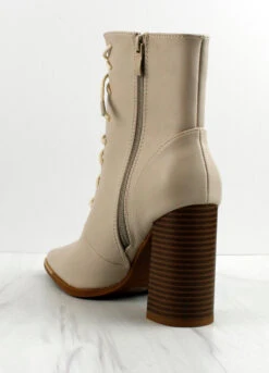 Flynn-1 Womens Lace Up Block High Heel Boots -Bamboo Store Flynn 1 1