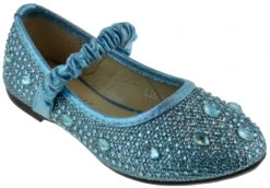 Fu 037 KmLittle Girl's Rhinestone BalletGlitter Flats -Bamboo Store Fu037Blue 1