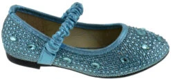 Fu 037 KmLittle Girl's Rhinestone BalletGlitter Flats -Bamboo Store Fu037Blue 2