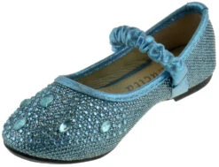 Fu 037 KmLittle Girl's Rhinestone BalletGlitter Flats -Bamboo Store Fu037Blue 3