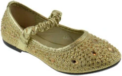 Fu 037 KmLittle Girl's Rhinestone BalletGlitter Flats -Bamboo Store Fu037Gold 1