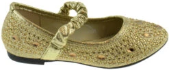 Fu 037 KmLittle Girl's Rhinestone BalletGlitter Flats -Bamboo Store Fu037Gold 2
