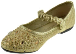 Fu 037 KmLittle Girl's Rhinestone BalletGlitter Flats -Bamboo Store Fu037Gold 3