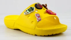 Fun Womens Decretive Pin Rubber Slides -Bamboo Store FunYellow 1