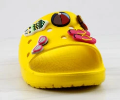 Fun Womens Decretive Pin Rubber Slides -Bamboo Store FunYellow 2