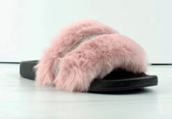 Furry-601 Womens Faux Fur Rhinestone Slides -Bamboo Store Furry601 2