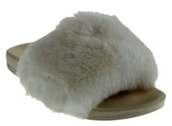 Furry Women's Ultra Soft Fluffy Slides -Bamboo Store FurryBeige 3