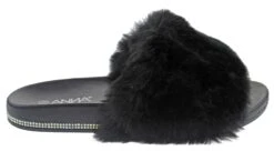 Furry Women's Ultra Soft Fluffy Slides -Bamboo Store FurryBlack 2