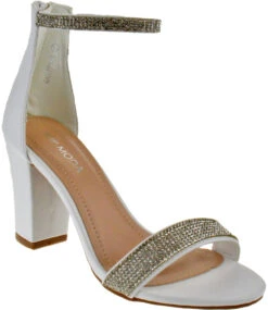Gallery 45 Women's Strappy Rhinestone Dress Heels -Bamboo Store Gallery45White 1