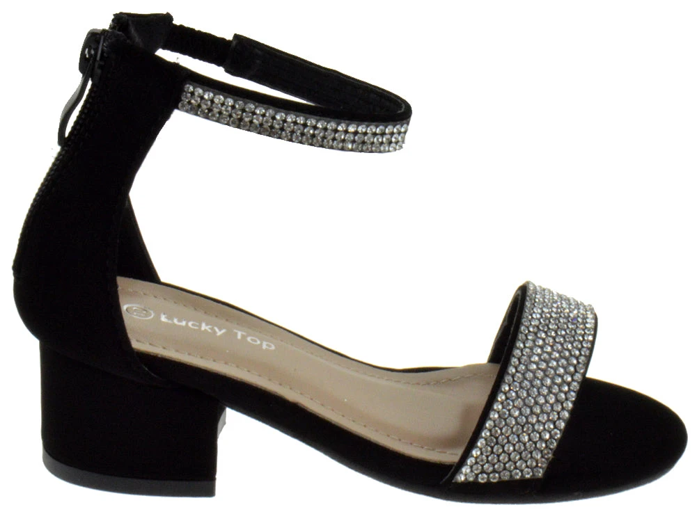 Gallery 45K Little Girls Strappy Rhinestone Dress Heel Sandals 4 Gallery 45K Little Girls Strappy Rhinestone Dress Heel Sandals - Image 2