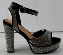 Gene 16 Womens Platform Block Heel Rhinestone Sandals -Bamboo Store Gene16 2