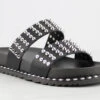Forever Goth 33 Womens Double Band Spike Embellished Slip On Sandals -Bamboo Store Goth33Black 1
