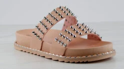 Forever Goth 33 Womens Double Band Spike Embellished Slip On Sandals -Bamboo Store Goth33Mauve 1