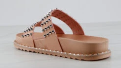 Forever Goth 33 Womens Double Band Spike Embellished Slip On Sandals -Bamboo Store Goth33Mauve 3