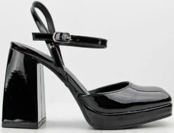 Bamboo Gradient 05 Women's Closed Toe Tall Block Platform Heels -Bamboo Store Gradient 05 Black PU 3