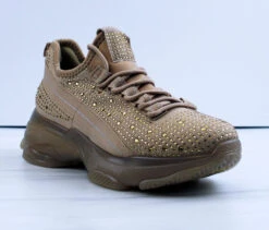 Forever Hana-49 Womens Rhinestone Lace Up Fashion Sneakers