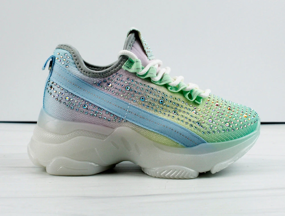 Hana 49k Little Girls Rhinestone Lace Up Fashion Sneakers 4 Hana 49k Little Girls Rhinestone Lace Up Fashion Sneakers - Image 2