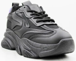 Harlin 01 Womens Detailed Lace Up Sneakers -Bamboo Store Harlin Black 1