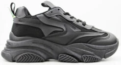 Harlin 01 Womens Detailed Lace Up Sneakers -Bamboo Store Harlin Black 3