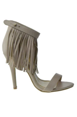 Hilda 67 Womens Stiletto Fringe High Heel Sandals -Bamboo Store Hilda67Beige 2