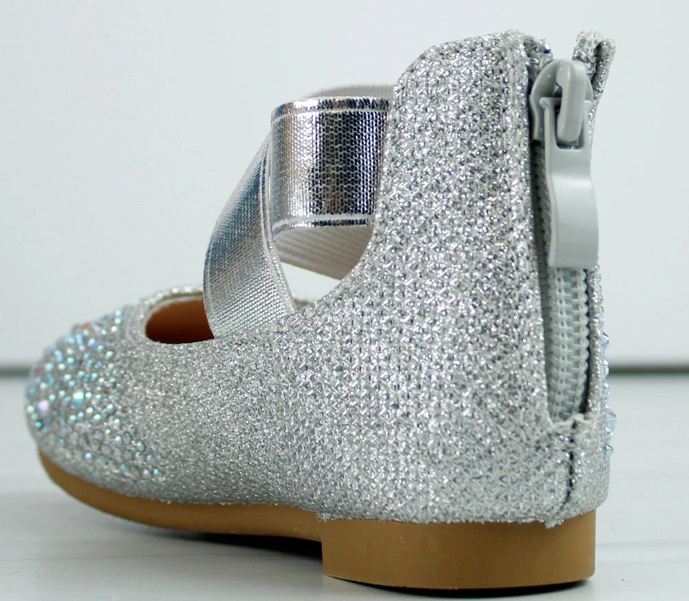 Hilton 99A Baby Girl's Criss Cross Elastic Strap Rhinestone Dress Flats 5 Hilton 99A Baby Girl's Criss Cross Elastic Strap Rhinestone Dress Flats - Image 3