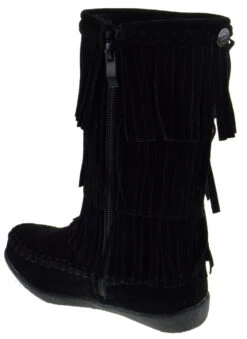 Hobo Little Girls 3 Layer Knee High Fringe Moccasin Boots 26 Hobo Little Girls 3 Layer Knee High Fringe Moccasin Boots -Bamboo Store HoboBlack 3