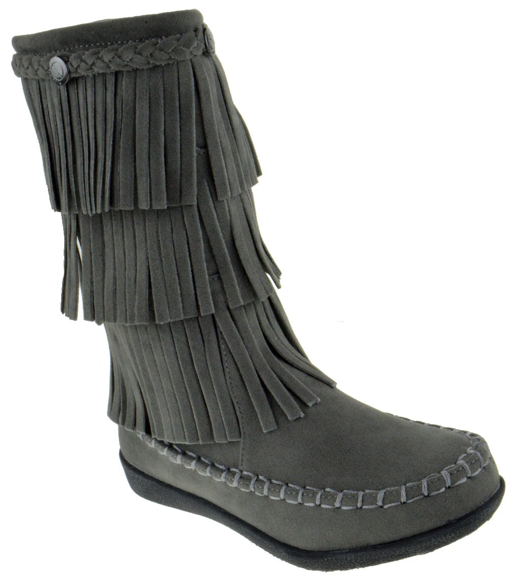 Hobo Little Girls 3 Layer Knee High Fringe Moccasin Boots 17 Hobo Little Girls 3 Layer Knee High Fringe Moccasin Boots - Image 15