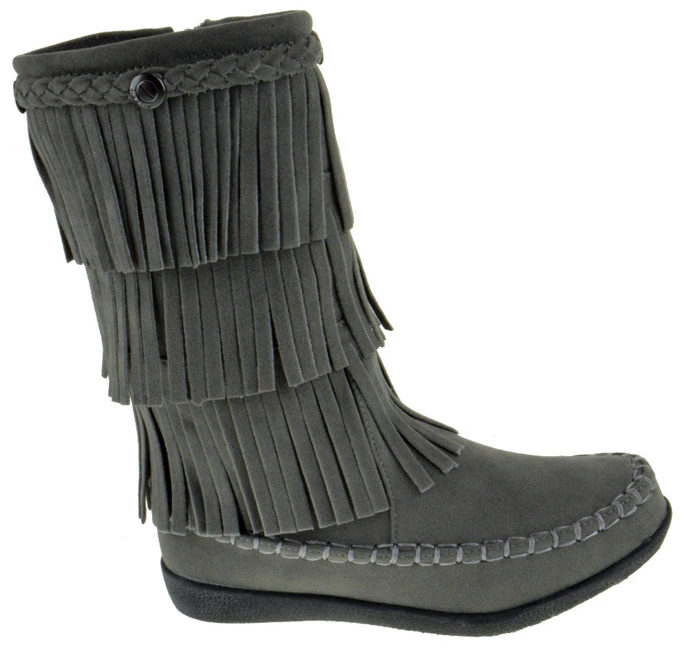 Hobo Little Girls 3 Layer Knee High Fringe Moccasin Boots 16 Hobo Little Girls 3 Layer Knee High Fringe Moccasin Boots - Image 14
