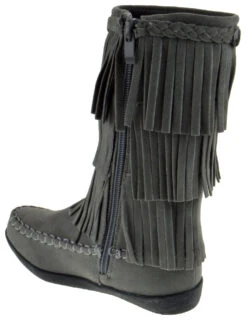 Hobo Little Girls 3 Layer Knee High Fringe Moccasin Boots 29 Hobo Little Girls 3 Layer Knee High Fringe Moccasin Boots -Bamboo Store HoboGray 3