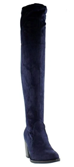 Hugo 39 Women's Thigh High Drawstring High Heel Boots -Bamboo Store Hugo39Navy 1
