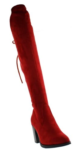 Hugo 39 Women's Thigh High Drawstring High Heel Boots -Bamboo Store Hugo39Red 1