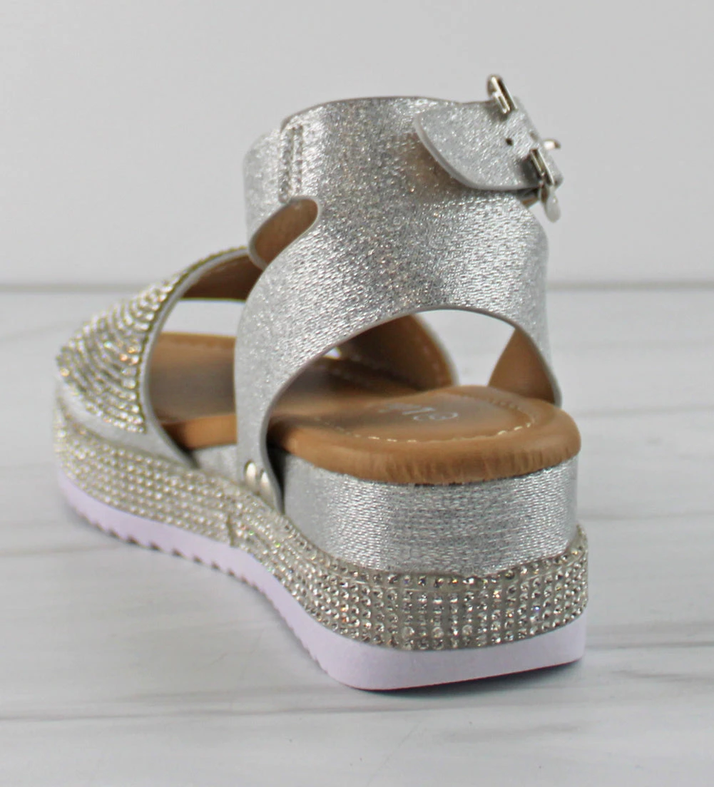 Luxury 96k Little Buckle Girl's Platform Wide Rhinestone Band Sandals 5 Luxury 96k Little Buckle Girl's Platform Wide Rhinestone Band Sandals - Image 3
