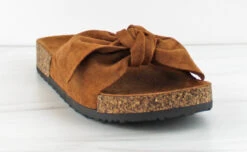 Forever Berk 24 Womens Faux Suede Bow Embellished Cork Sole Slip On Sandals -Bamboo Store IMG 1109