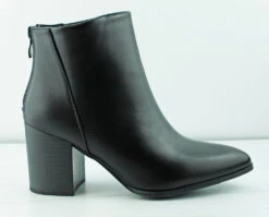 Iris 1 Womens Plain Low Heeled Ankle Boots -Bamboo Store IrisBlack 2