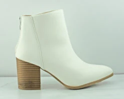Iris 1 Womens Plain Low Heeled Ankle Boots -Bamboo Store IrisWhite 2