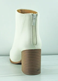 Iris 1 Womens Plain Low Heeled Ankle Boots -Bamboo Store IrisWhite 3