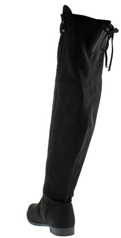 Isla 1 Women's Over The Knee Almond Toe Tie Back Boots 7 Isla 1 Women's Over The Knee Almond Toe Tie Back Boots -Bamboo Store Isla1Blk 3
